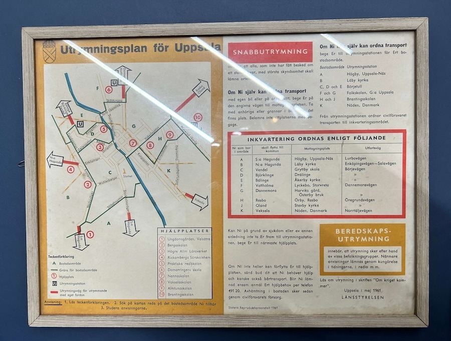 Utrymningsplan 1961 vid kris eller krig om staden behöver utrymmas.